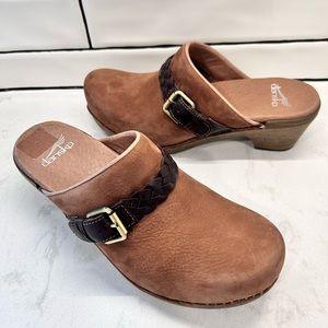 Dansko Melanie Nubuck Braided Buckle Clog Shoes
